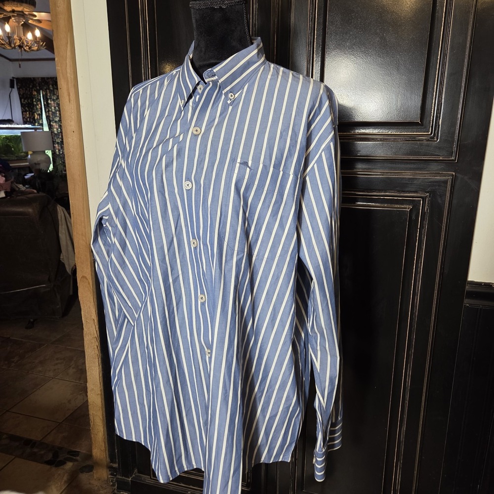 Tommy Bahama XL Pima Cotton Pin Stripe LSBU, Casual, Work, Church